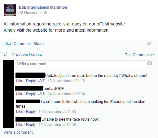 Brunei BSB International Marathon upset Facebook users