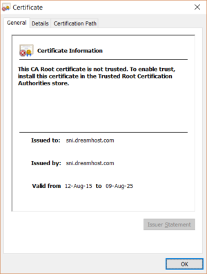 DreamHost’s self-signed certificate
