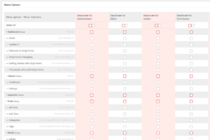 Settings Page for Adminimize WordPress Plugin